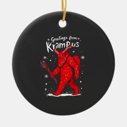 Groet van Krampus Kerstmis  Keramisch Ornament (Voorkant)