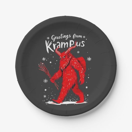 Groet van Krampus Kerstmis Papieren Bordje (Voorkant)