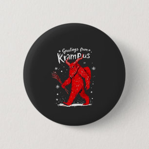 Groet van Krampus Kerstmis Ronde Button 5,7 Cm
