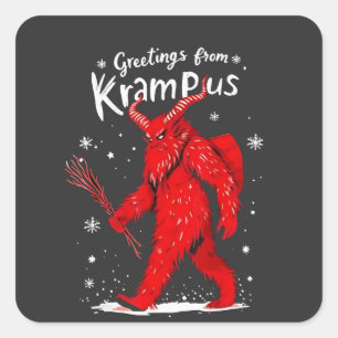 Groet van Krampus Kerstmis Vierkante Sticker