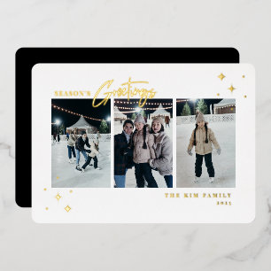 Groeten 3 Foto van het seizoen Folie Feestdagenkaart