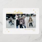 Groeten 3 Foto van het seizoen Folie Feestdagenkaart (Voorkant)