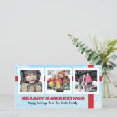 Groeten 3 van het seizoen foto feestdagenkaart (Staand voorkant)