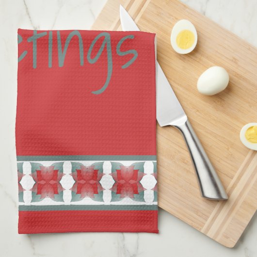 Groeten Dishtowel Vakantie Seizoen in Schuur Rood Theedoek (Quarter Fold)