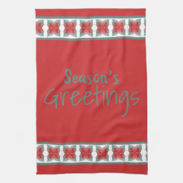 Groeten Dishtowel Vakantie Seizoen in Schuur Rood Theedoek