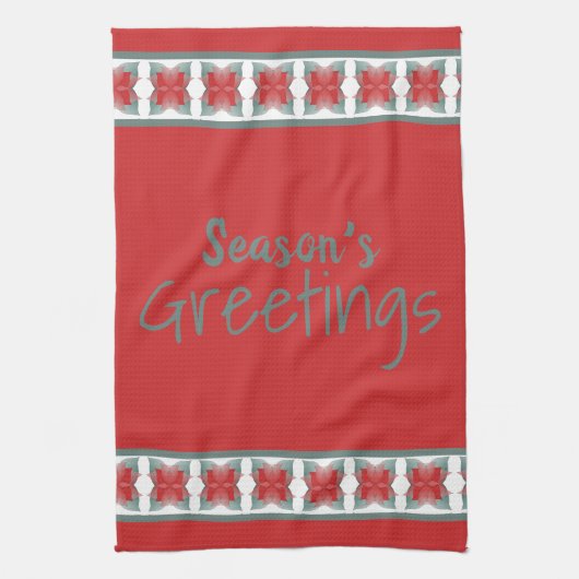 Groeten Dishtowel Vakantie Seizoen in Schuur Rood Theedoek (Verticaal)