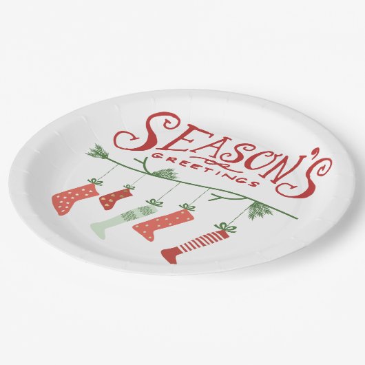 Groeten en kerstmis papieren bordje (Gekanteld)