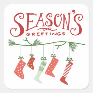 Groeten en kerstmis vierkante sticker