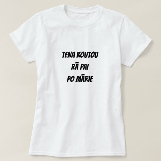 groeten, goede dag, goedenavond in Maori T-shirt (Design voorkant)