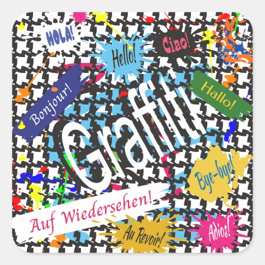 Groeten Graffiti Vierkante Sticker (Voorkant)