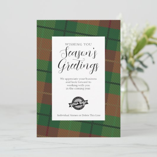 Groeten Groenen Groen Pset voor zakelijke Logo Feestdagenkaart (Staand voorkant)