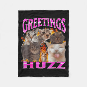 Groeten Huzz Grappige Kat Meme Bootleg Grafisch Ma Fleece Deken