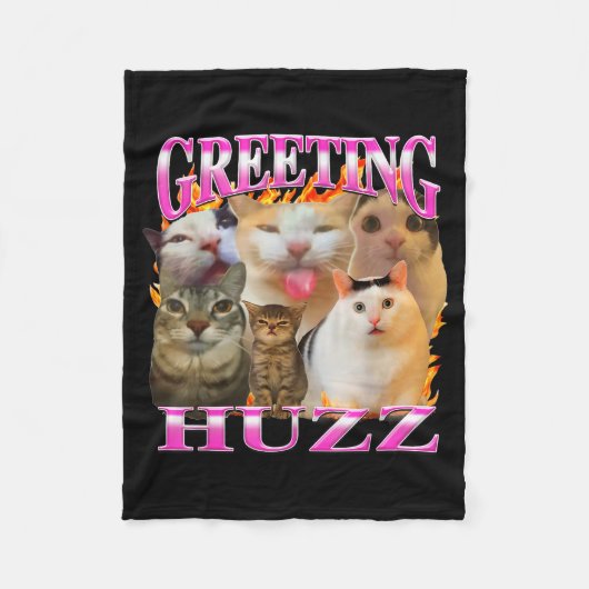 Groeten Huzz Grappige Kat Meme Bootleg Grafisch Ma Fleece Deken (Voorkant)