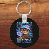 Groeten Huzz Grappige Kat Meme Bootleg Grafische K Sleutelhanger (Voorkant)