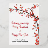 Groeten Kardinaal op Evergreen in Snow Folie Feestdagenkaart (Achterkant)