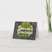 Groeten land Rustic Pine Wreath Wood Feestdagen Kaart (Voorkant)