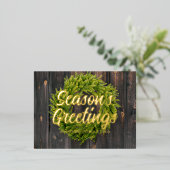 Groeten land Rustic Pine Wreath Wood Folie Feestdagen Briefkaart (Staand Voorkant)