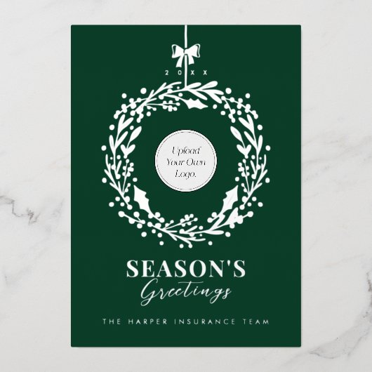 Groeten Logo & foto's van het seizoen Folie Feestdagenkaart (Voorkant)