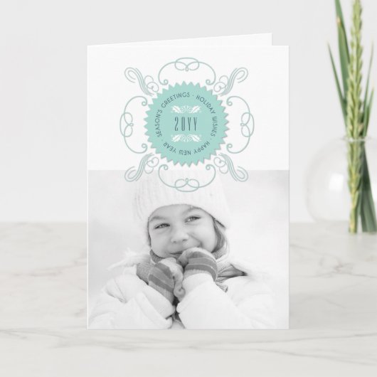 Groeten met Nieuwjaar Blauwe Zeehond Foto Feestdagen Kaart (Voorkant)