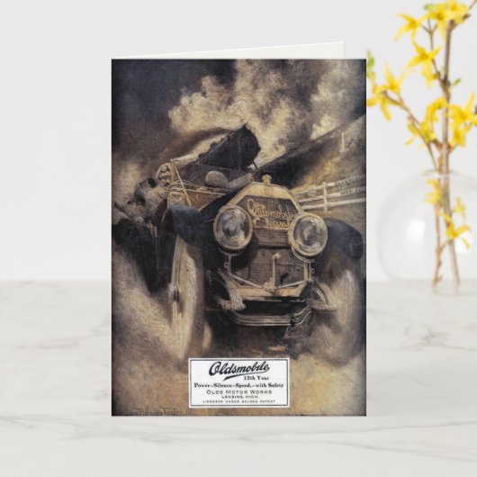 groeten met oude auto kaart (Gele Bloem)