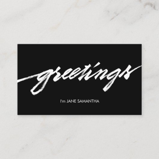 Groeten! Minimalistisch zwart-wit Visitekaartje (Voorkant)