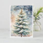 Groeten natuur: Gepersonaliseerde Waterverf Wash Feestdagenkaart (Staand voorkant)