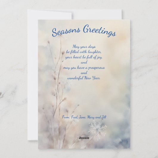 Groeten natuur: Gepersonaliseerde Waterverf Wash Feestdagenkaart (Achterkant)
