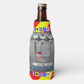 Groeten Newport RI nautische vlaggen gepersonalise Flesjeskoeler (Fles Voorkant)
