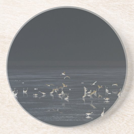 Groeten op de Midnight Blue Ocean Zandsteen Onderzetter (Voorkant)