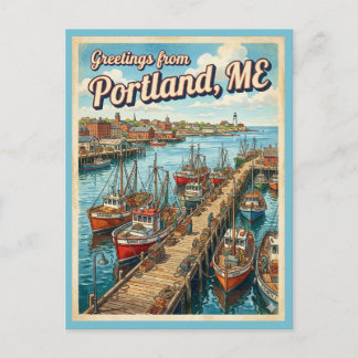 Groeten Portland Maine Vintage Stijl Briefkaart