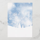 Groeten Santa Script Blue Snow Echte Folie Folie Feestdagenkaart (Achterkant)