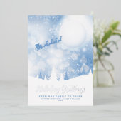 Groeten Sinterklaas Script Blauw Sneeuw Echt Folie Feestdagenkaart (Staand Voorkant)