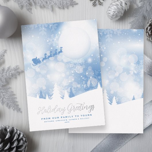 Groeten Sinterklaas Script Blauw Sneeuw Echt Folie Feestdagenkaart