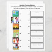 Groeten Trace and Match Werkblad voor kinderen (Voorkant / Achterkant)