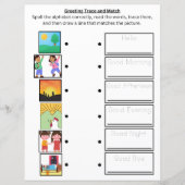 Groeten Trace and Match Werkblad voor kinderen (Voorkant)