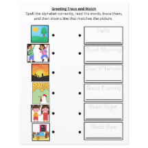 Groeten Trace and Match Werkblad voor kinderen