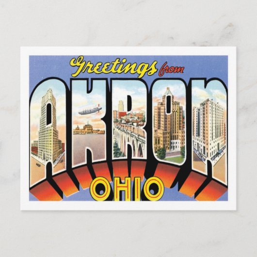 Groeten uit Akron Ohio US City Briefkaart (Voorkant)