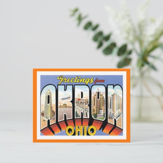 Groeten uit Akron Ohio US City Briefkaart (Staand voorkant)