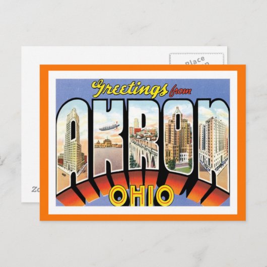 Groeten uit Akron Ohio US City Briefkaart (Voorkant / Achterkant)