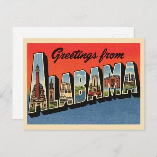  "Groeten uit Alabama" Briefkaart (Voorkant / Achterkant)