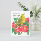 Groeten uit Alabama Yellowhammer Camellia Briefkaart (Staand voorkant)