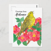 Groeten uit Alabama Yellowhammer Camellia Briefkaart (Voorkant / Achterkant)