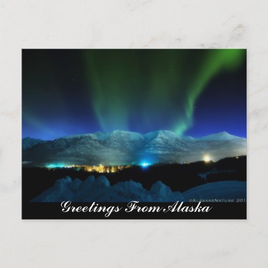 Groeten uit Alaska Aurora Briefkaart (Voorkant)