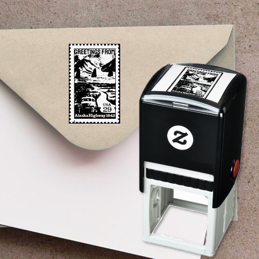 Groeten uit Alaska Retro Stamp Zelfinktende Stempel