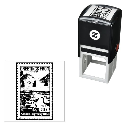 Groeten uit Alaska Retro Stamp Zelfinktende Stempel (In situ)