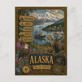 Groeten uit Alaska | Vintage Retro Kunst Ansichtka Briefkaart