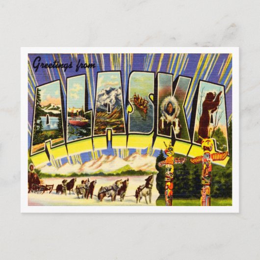 Groeten uit Alaska Vintage Travel Briefkaart (Voorkant)