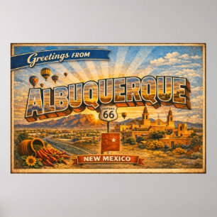 Groeten uit Albuquerque Oude Ansichtkaart Poster