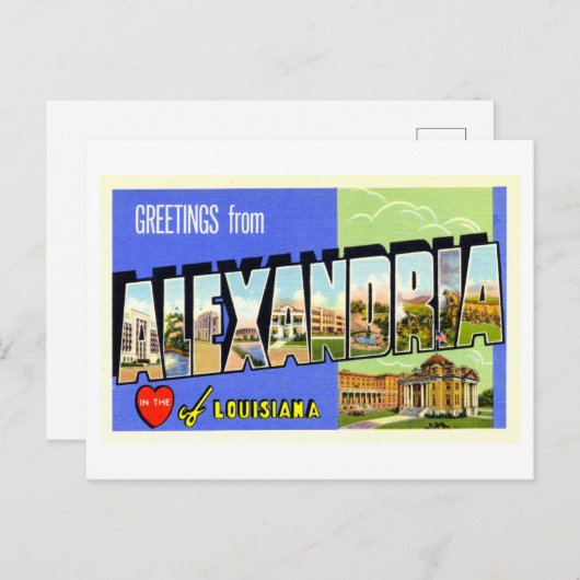  groeten uit Alexandrië, Louisiana, Briefkaart (Voorkant / Achterkant)