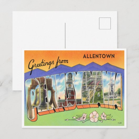 Groeten uit Allentown, Pennsylvania Briefkaart (Voorkant / Achterkant)